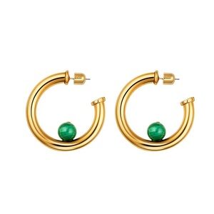 Christina Caruso Medium Hoop with Semiprecious Stone